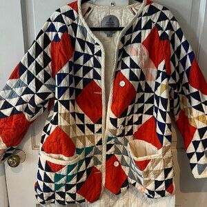Haptic Lab Quilt Coat - Red & Blue Patchwork, Size M